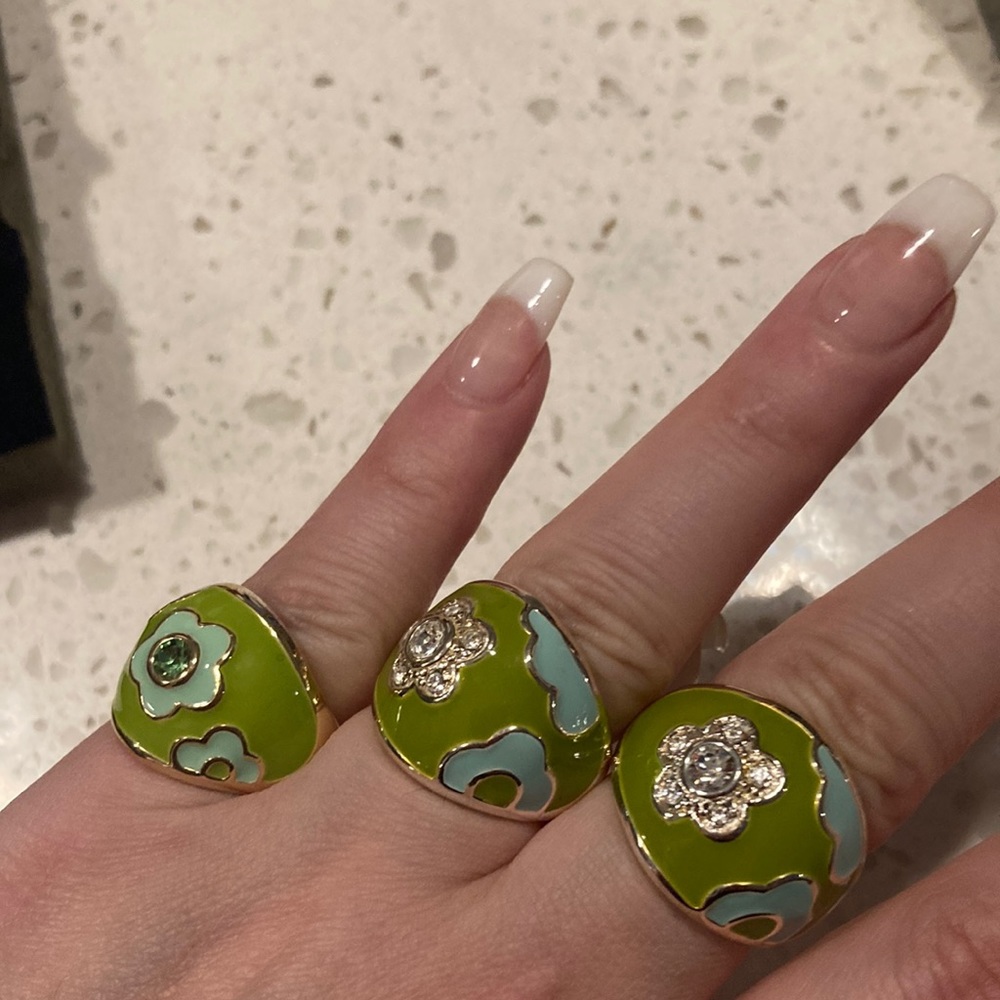 Silver plated art deco ring